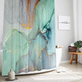 Gibelle Abstract Marble Shower Curtain | Blue Gold Waterproof Fabric