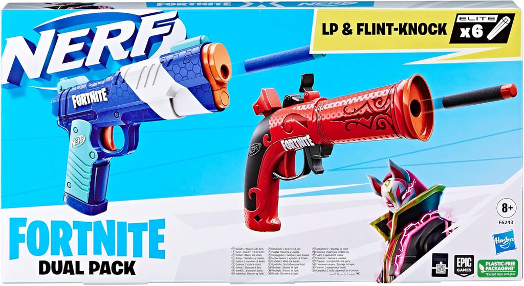 Nerf Fortnite Dual Pack – Flint-Knock and LP Toy Blasters with 6 Darts