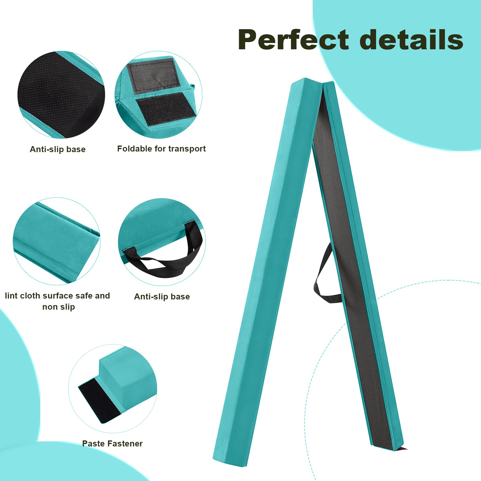 FBSPORT 270cm Folding Gymnastics Balance Beam - Flocked EVA Floor Beam