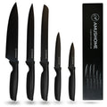 AMUSHOME 5-Piece Stainless Steel Kitchen Knife Set with Ergonomic Handles