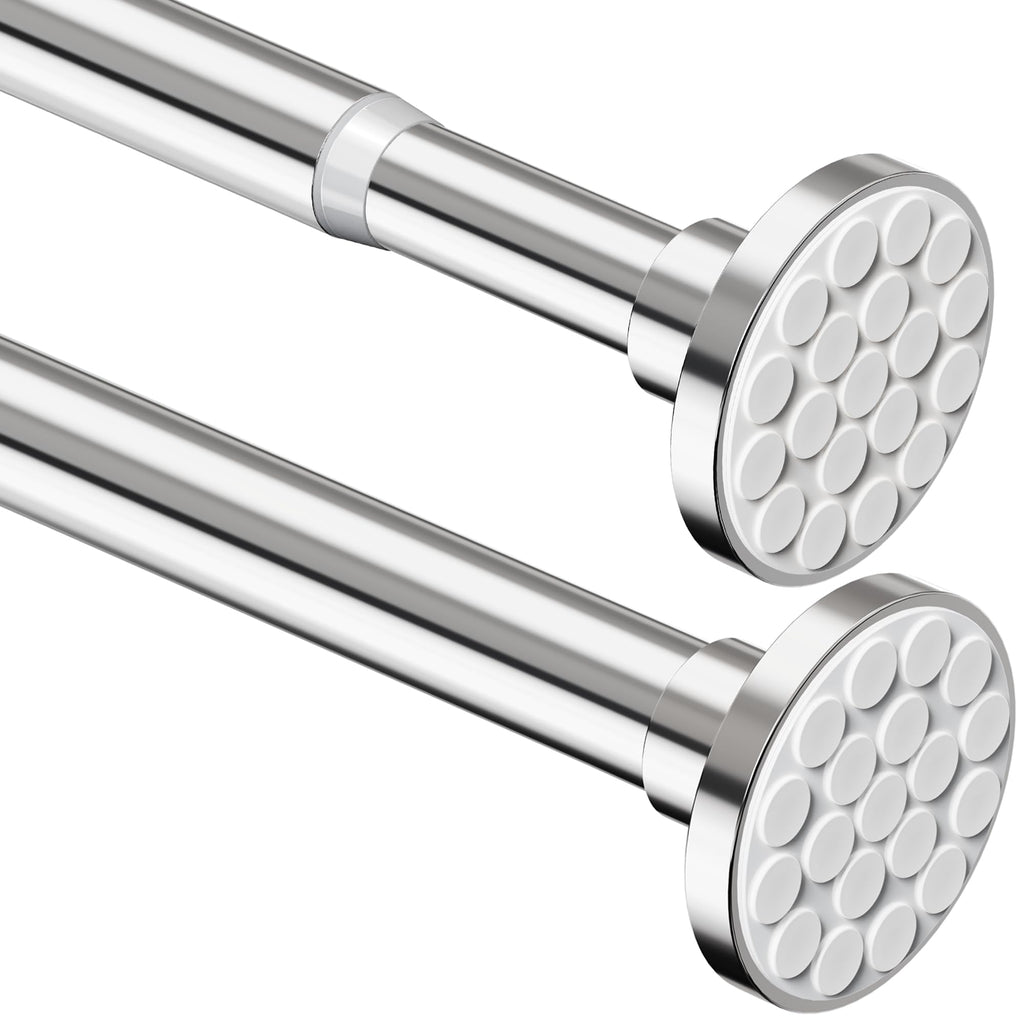 Shower Rail Curtain Pole No Drilling Extendable Curtain Rod for Bathroom,Bedroom,Wardrobe Silver 85-160CM Φ25mm