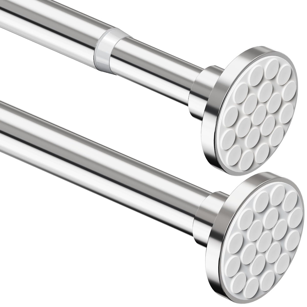 Shower Rail Curtain Pole No Drilling Extendable Curtain Rod for Bathroom,Bedroom,Wardrobe Silver 85-160CM Φ25mm
