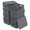 Zopnny 8 Pack Plastic Shelf Organizer Baskets, Small Storage Bins with Lid