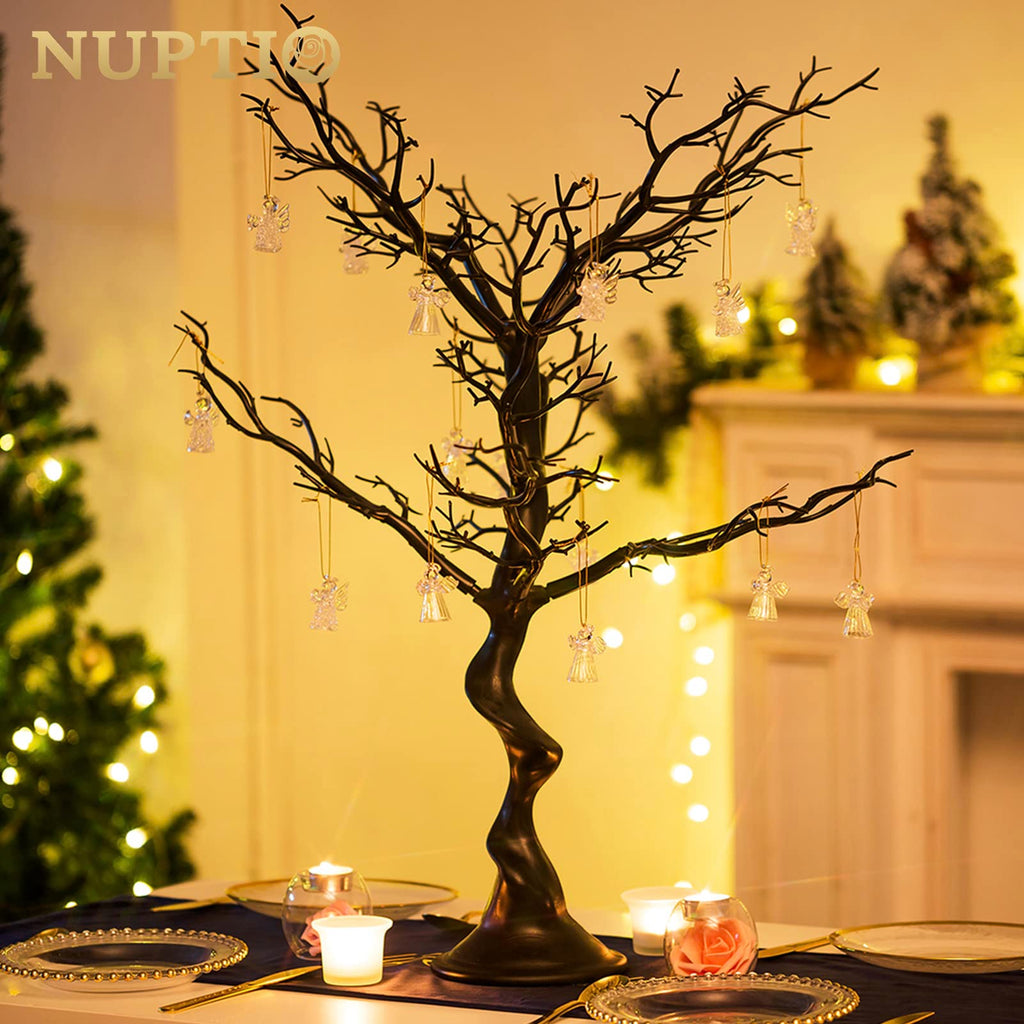 Nuptio 75cm Black Artificial Twig Tree – Tabletop Holiday Ornament Display