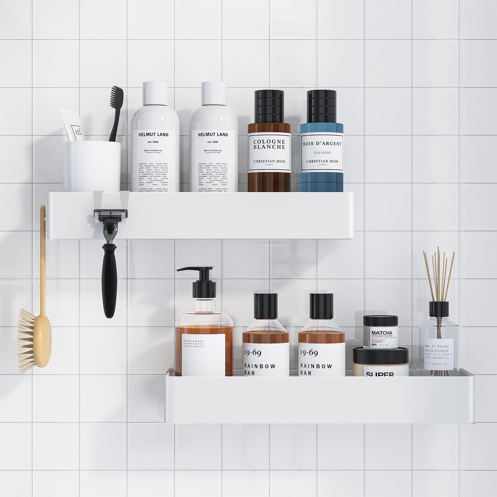 Kitsure 2-Pack Rustproof Shower Caddy – Drill-Free Adhesive Bathroom Shelves
