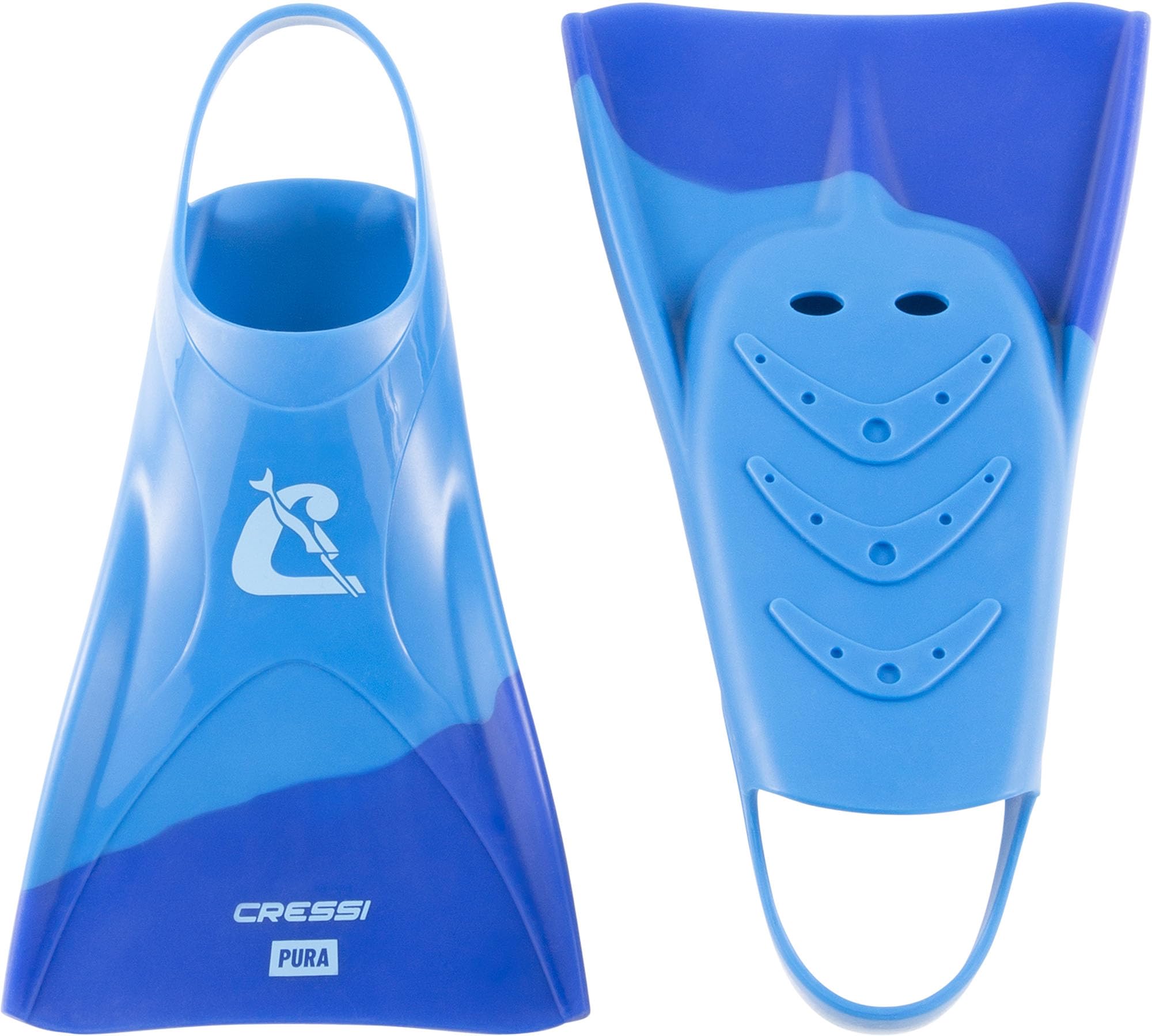 Cressi Pura Adult Swim Fins – Flexible Silicone Training Gear | Blue