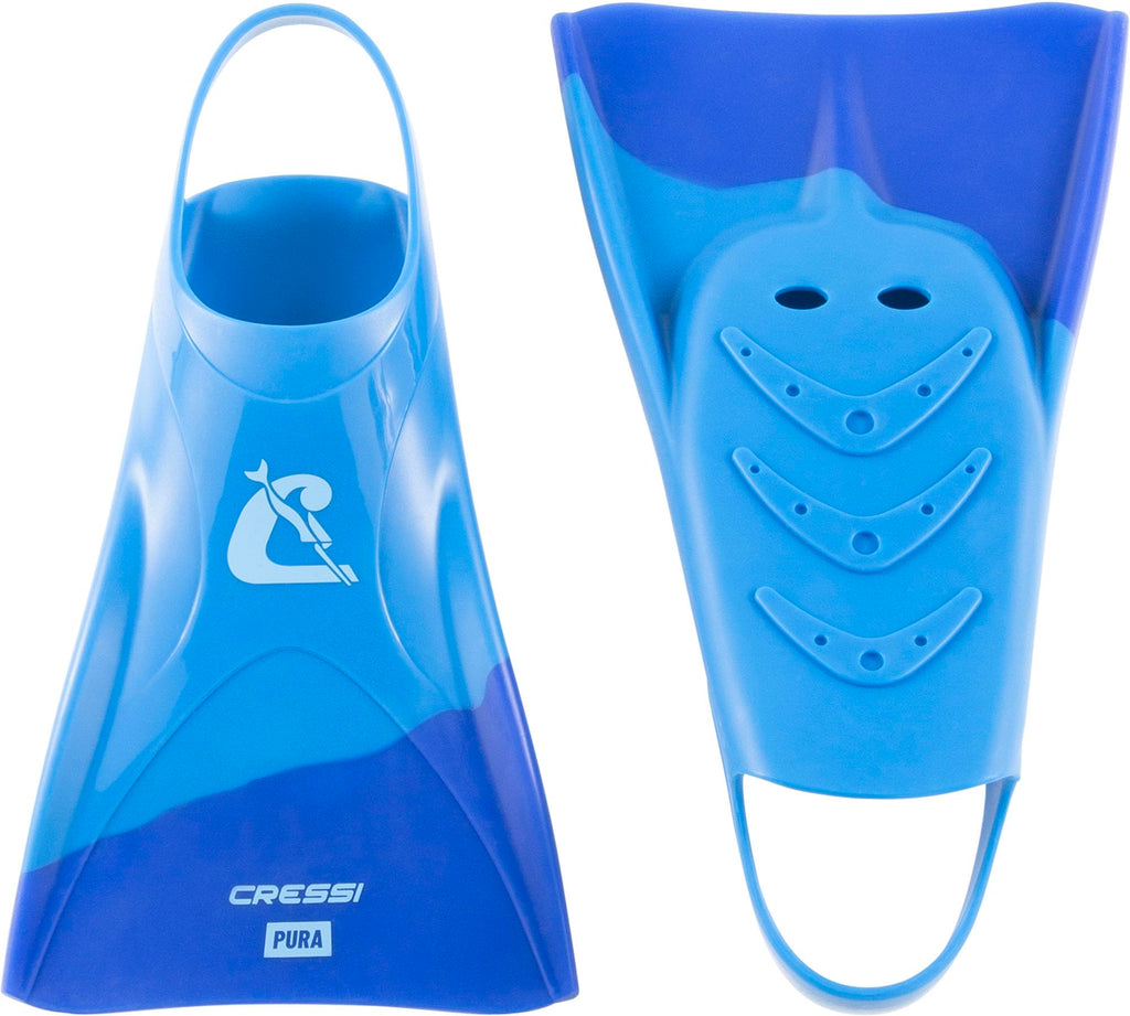 Cressi Pura Adult Swim Fins – Flexible Silicone Training Fins, Blue