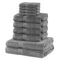 DecoKing 10-Piece Cotton Towel Set - 525g/m² Absorbent - Steel Grey