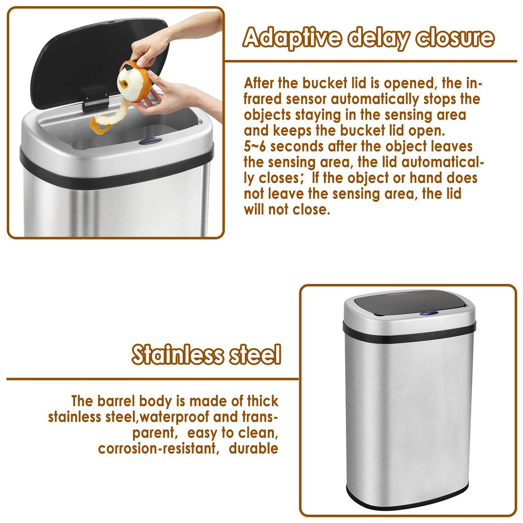 display4top 58L Stainless Steel Automatic Touchless Sensor Trash Can