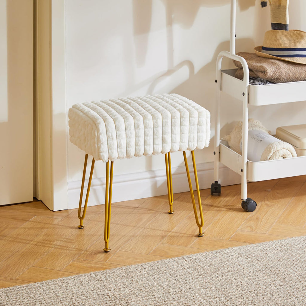 IBUYKE Makeup Vanity Chair, Rectangular Footrest Stool, White WBD003W - image 5