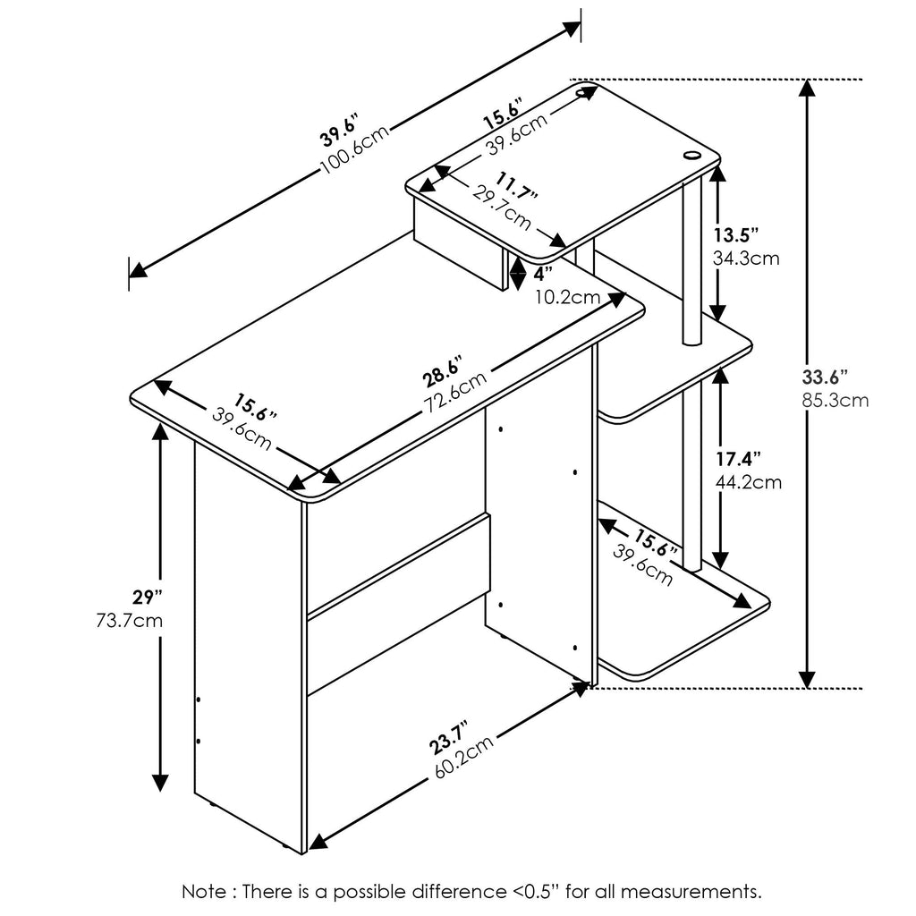 Furinno Efficient Home Computer Desk - Compact Wood Writing Table