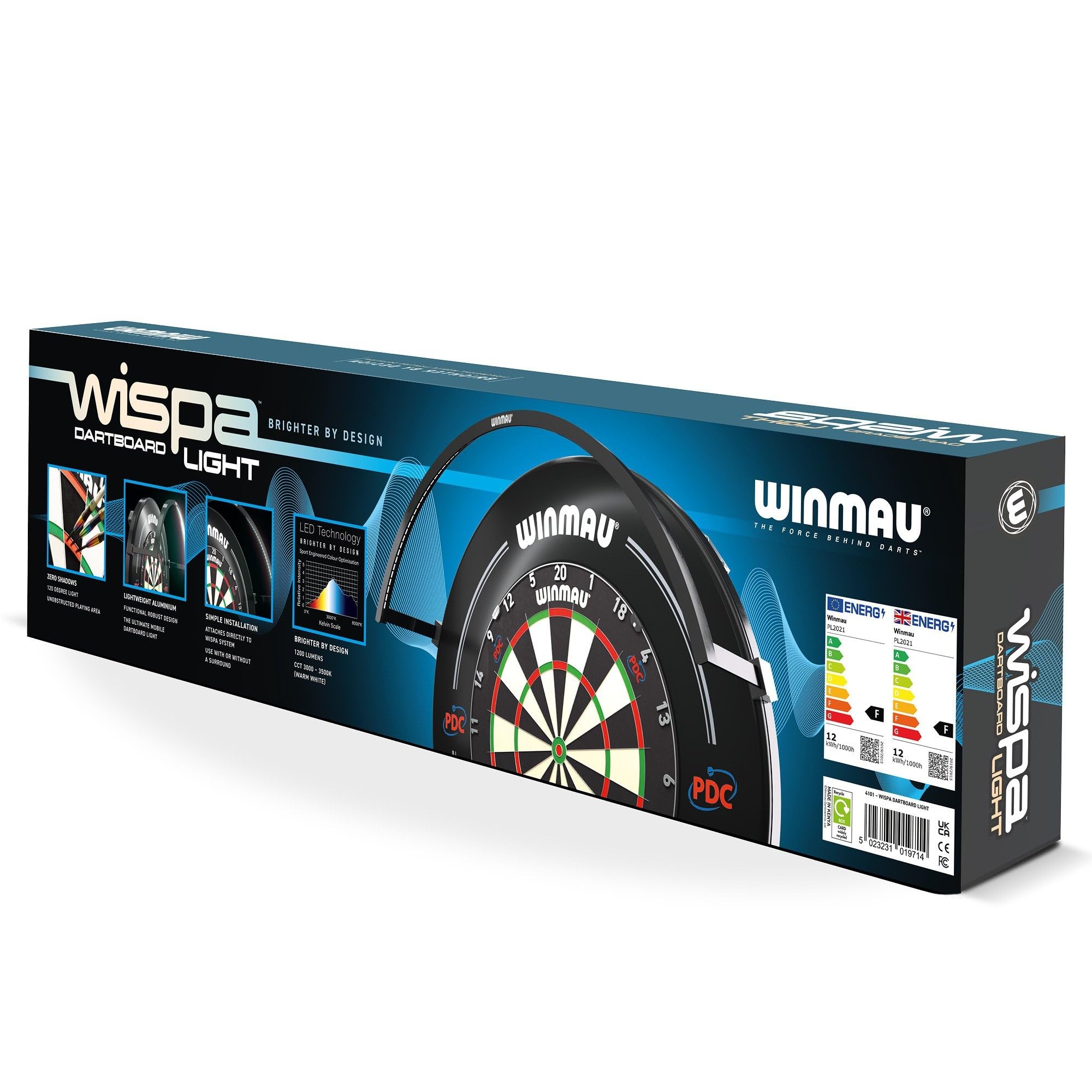 Winmau Wispa Dartboard Light – 1200 Lumens Magnetic LED Lighting