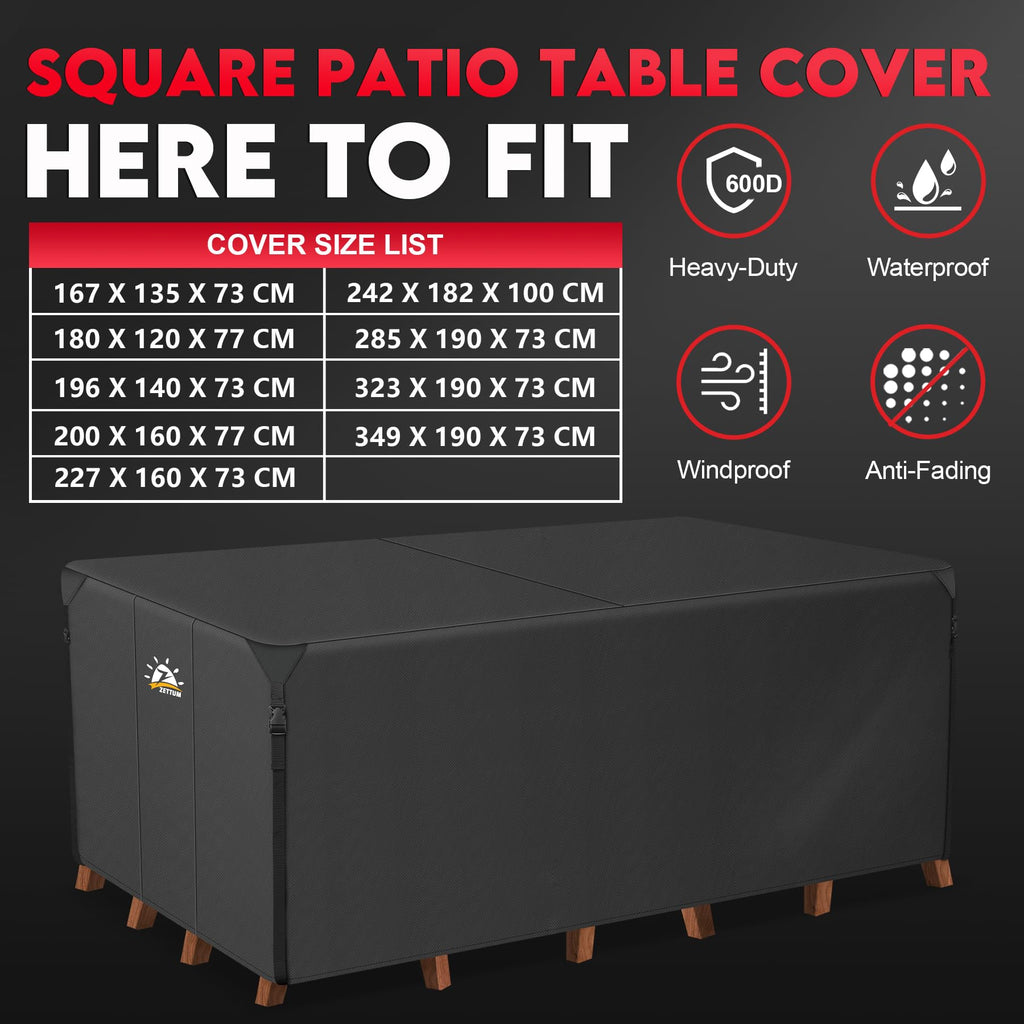 Zettum Waterproof Garden Furniture Cover | 600D Heavy Duty Oxford | 167x135x73cm