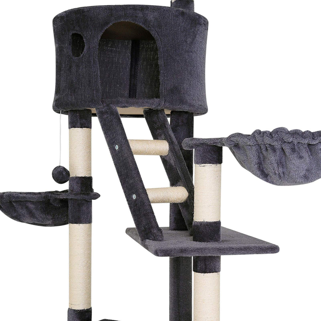 lionto dibea Floor-to-Ceiling Cat Tree Scratching Post, 240-260cm, Grey