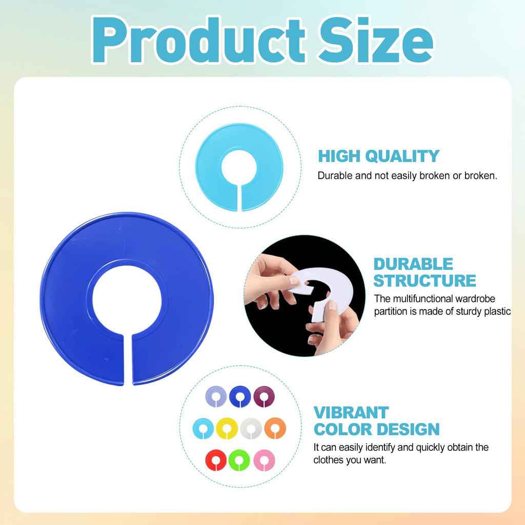 Wardrobe Dividers Round Clothes Rail Dividers, 10 Colors, 10PCS - image 3