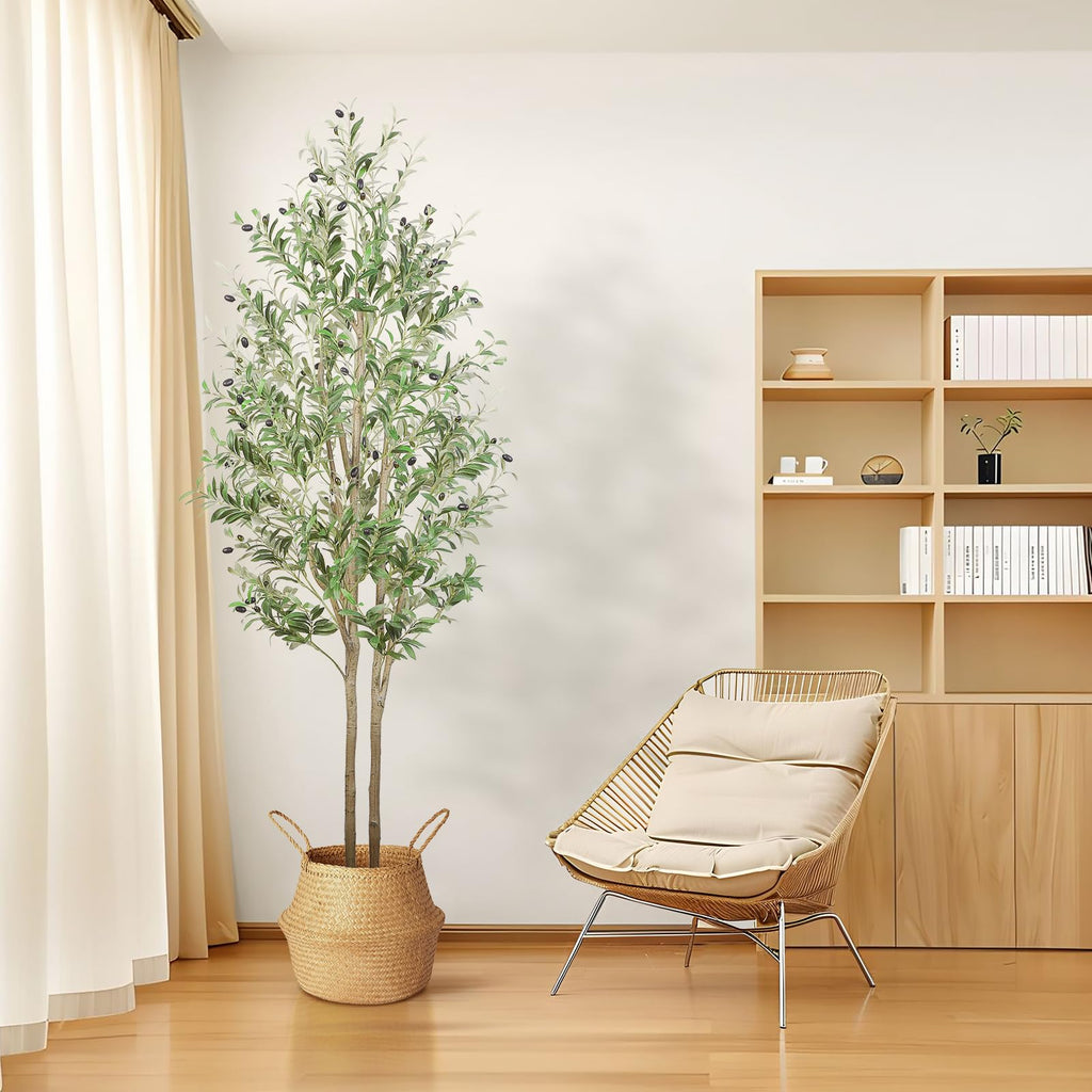 Alupssuc 7FT Artificial Olive Tree | Realistic Faux Silk Potted Plant