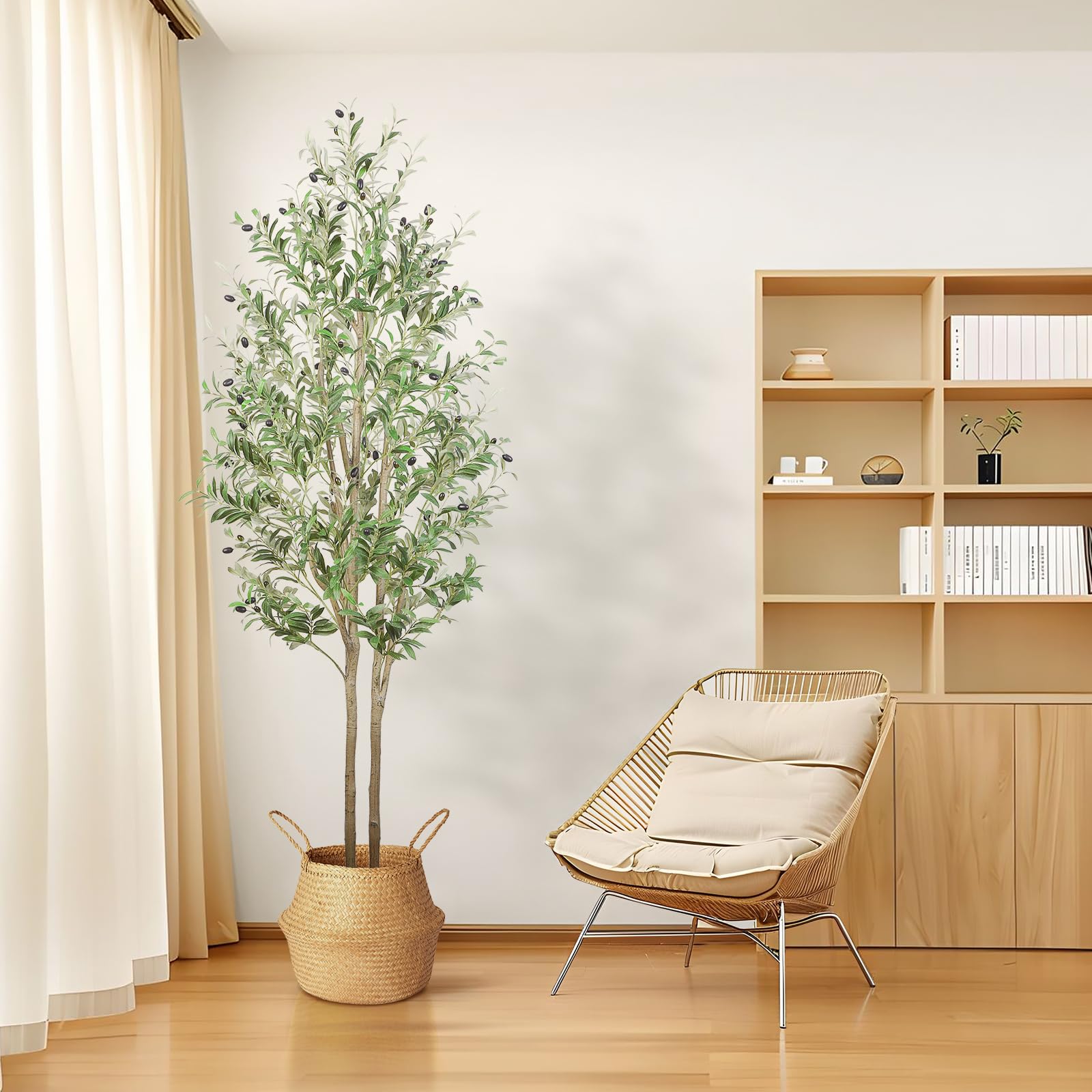 Alupssuc 7FT Artificial Olive Tree | Realistic Faux Silk Potted Plant
