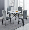 Hallowood Furniture Round Marble Dining Table & 2 Grey Faux Leather Chairs