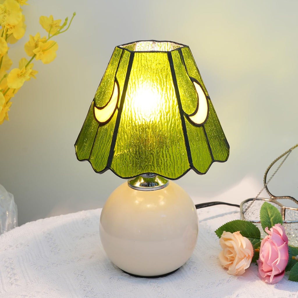 KIPHEPI Mushroom Lamp | Stained Glass Moon Nightstand Table Light