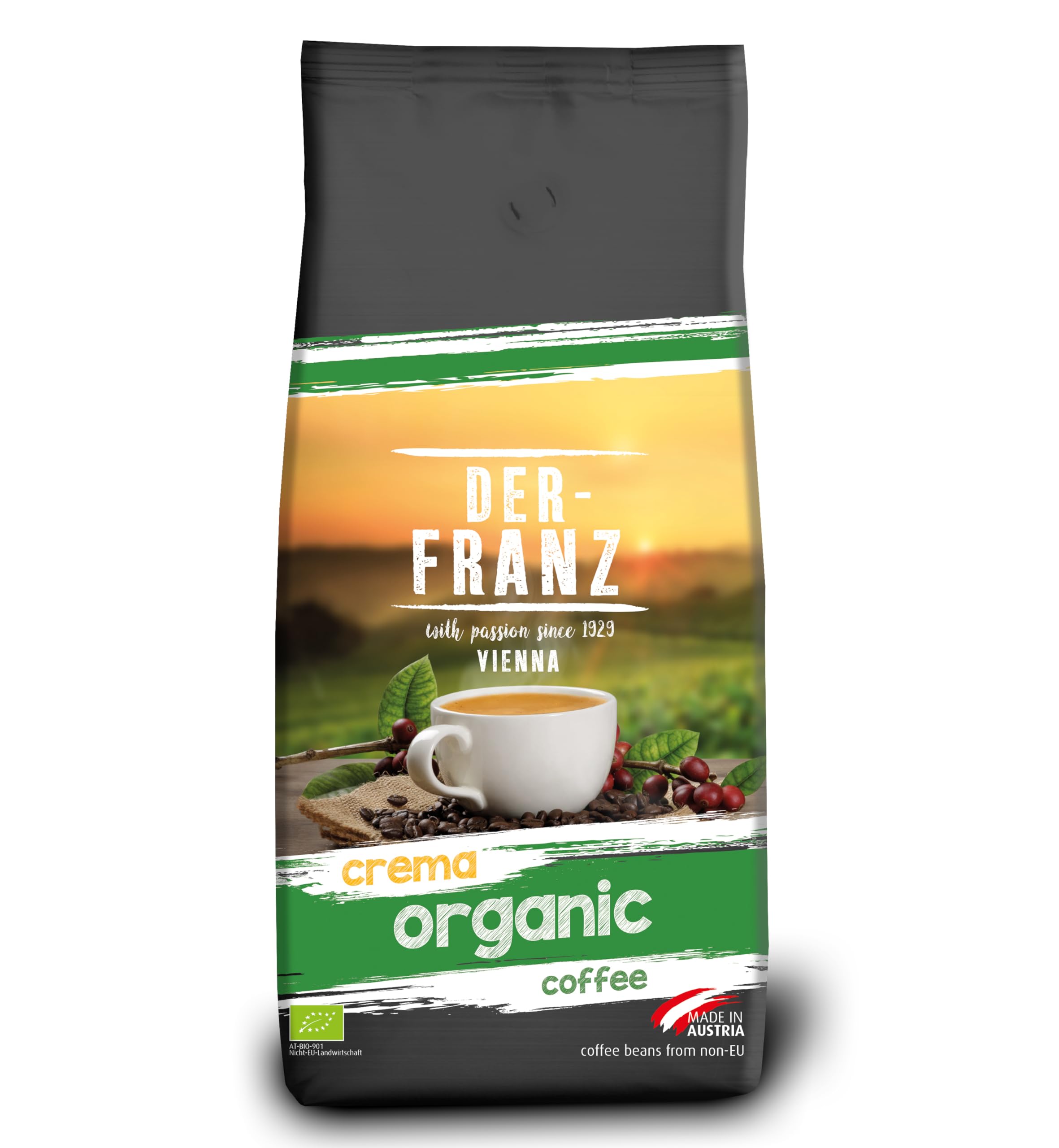 Der-Franz Organic Crema Ground Coffee – 100% Arabica Blend, 1000g