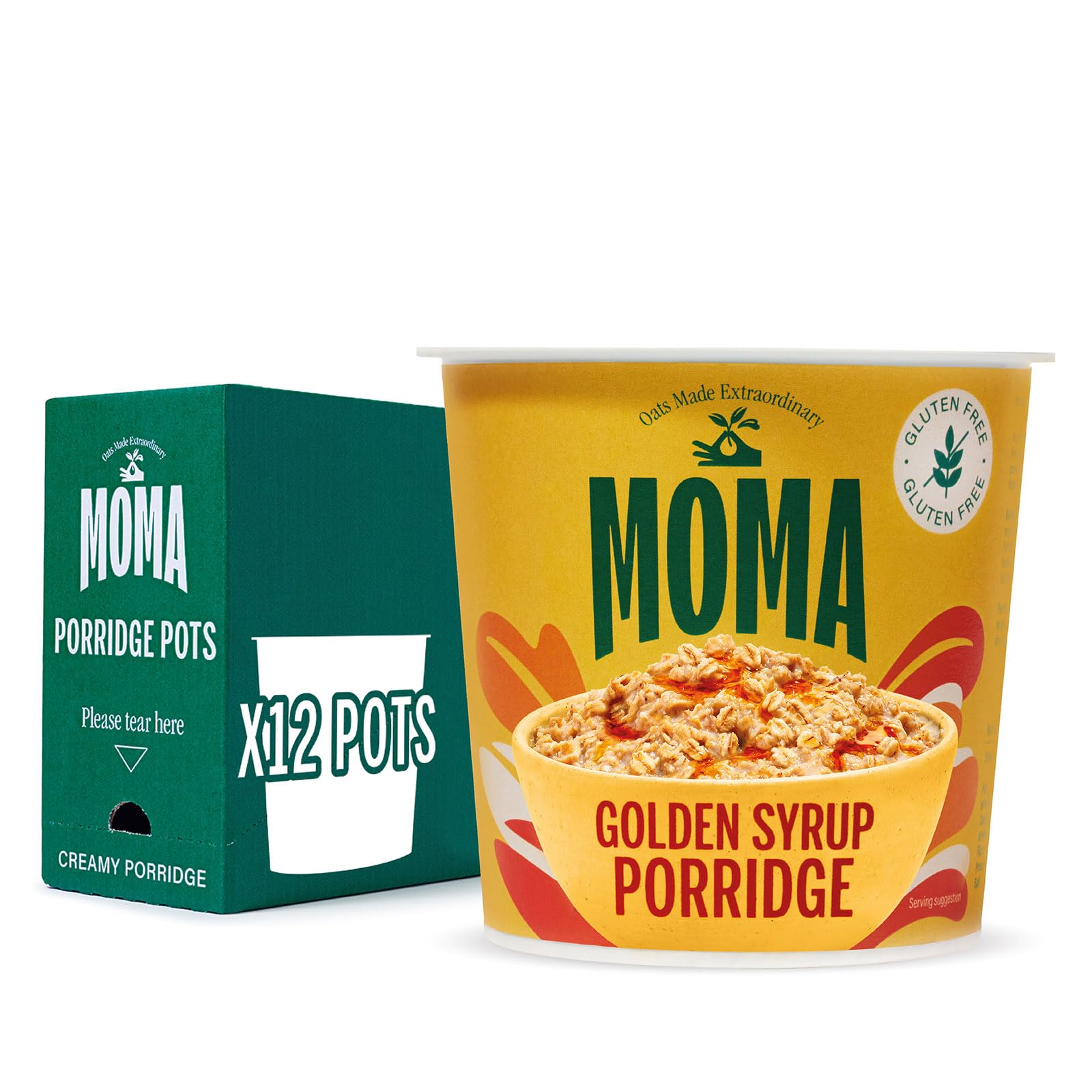 MOMA Golden Syrup Instant Porridge Pots – Gluten Free Jumbo Oats (12x70g)