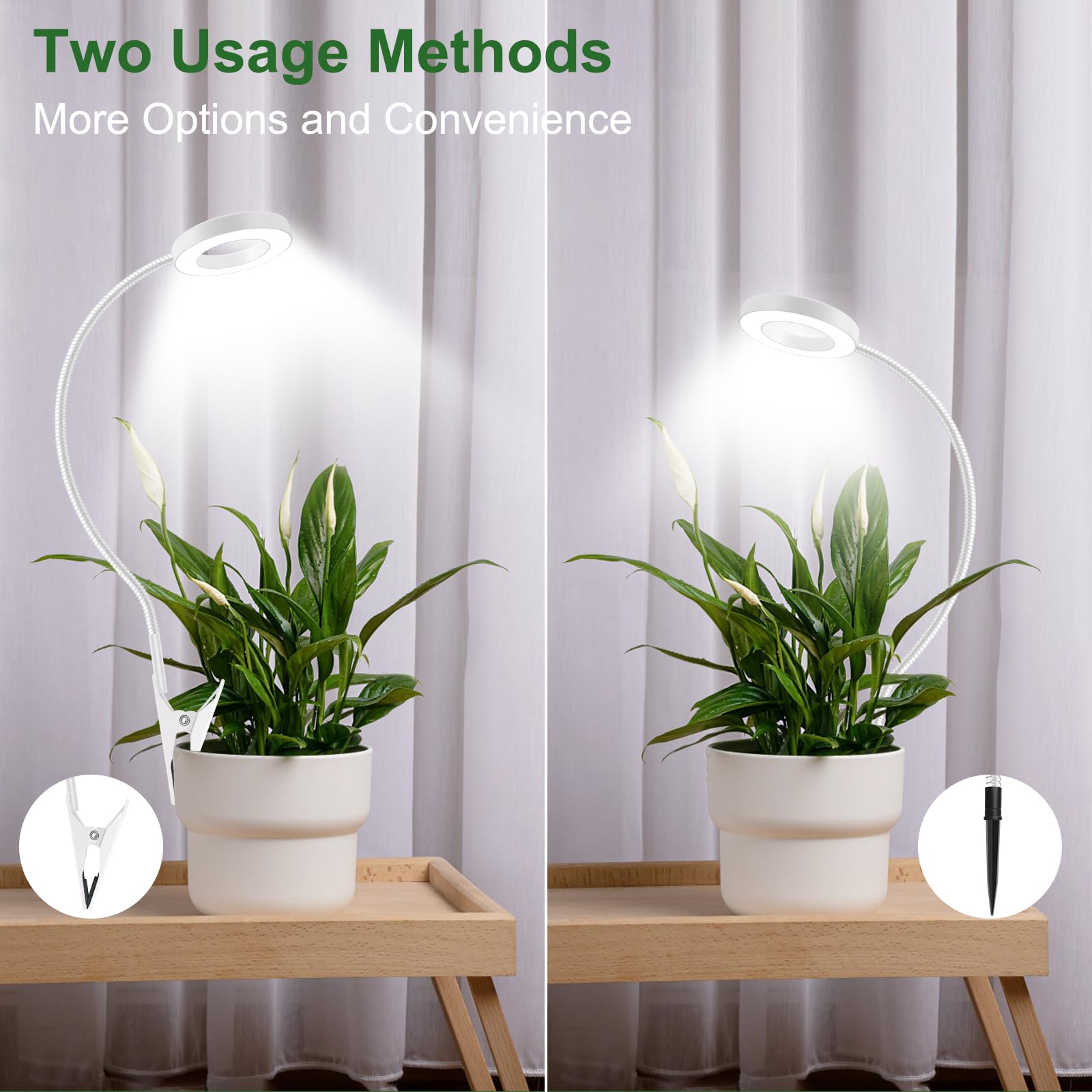 Full Spectrum LED Grow Light – Clip On Plant Lamp, 2 Pack