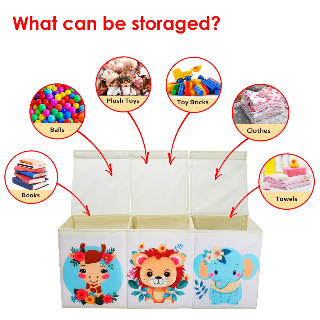 Decalsweet Extra Large Kids Toy Storage Box | Foldable Oxford Toy Chest