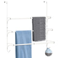 3-Tier Over the Door Towel Rack – Adjustable Steel Rail, White