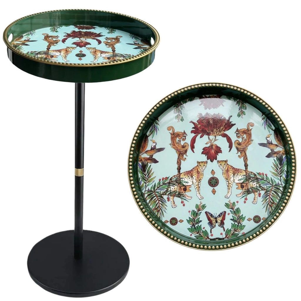 Simmer Stone Boho Round Side Table With Tray Top, Pedestal Drink Table for Small Spaces, Aesthetic Accent Nightstand for Living Room, Corners - image 1