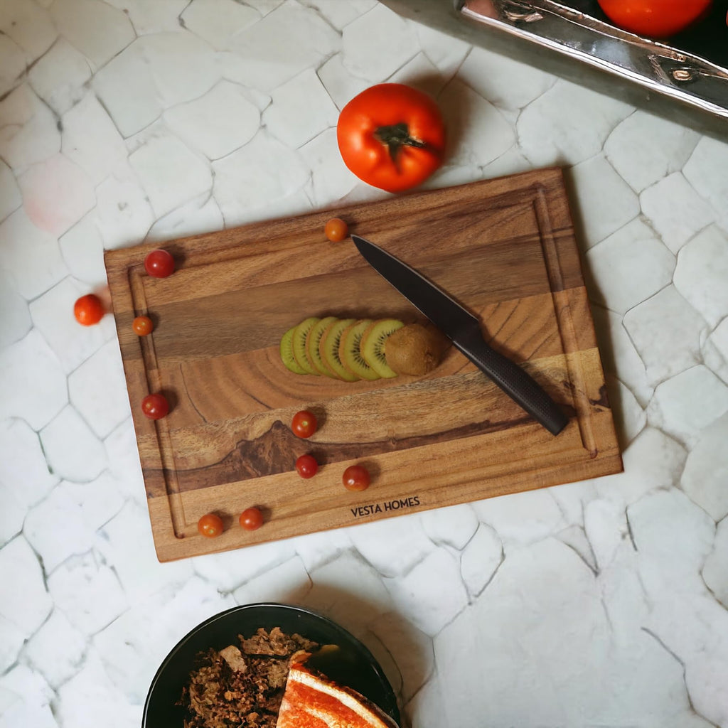 Vesta Homes Sheesham Wood Chopping Board with Juice Grooves | 38cm