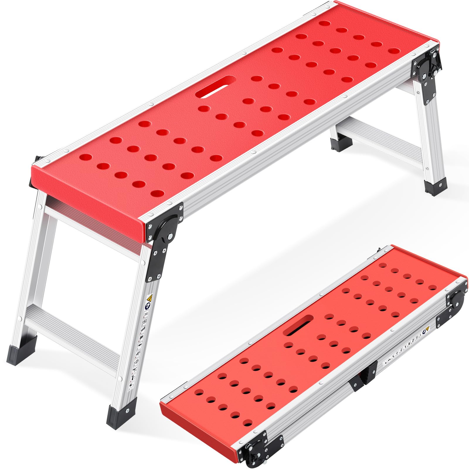 KINGRACK Folding Work Platform | Aluminium Step Ladder - 150kg Capacity