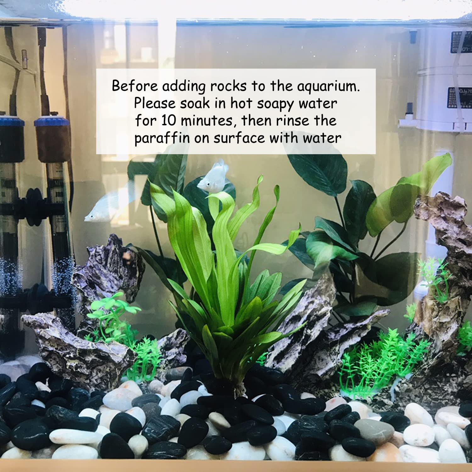 FANTIAN 9.1kg Natural Black Pebbles – 30-50mm Garden & Aquarium Rocks