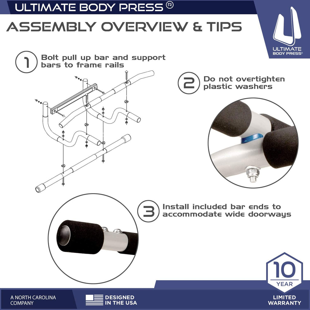 Ultimate Body Press XL Doorway Pull Up Bar | Elevated Steel Frame