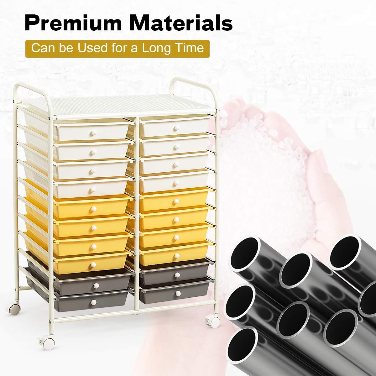GiantexUK 20 Drawers Storage Trolley Yellow