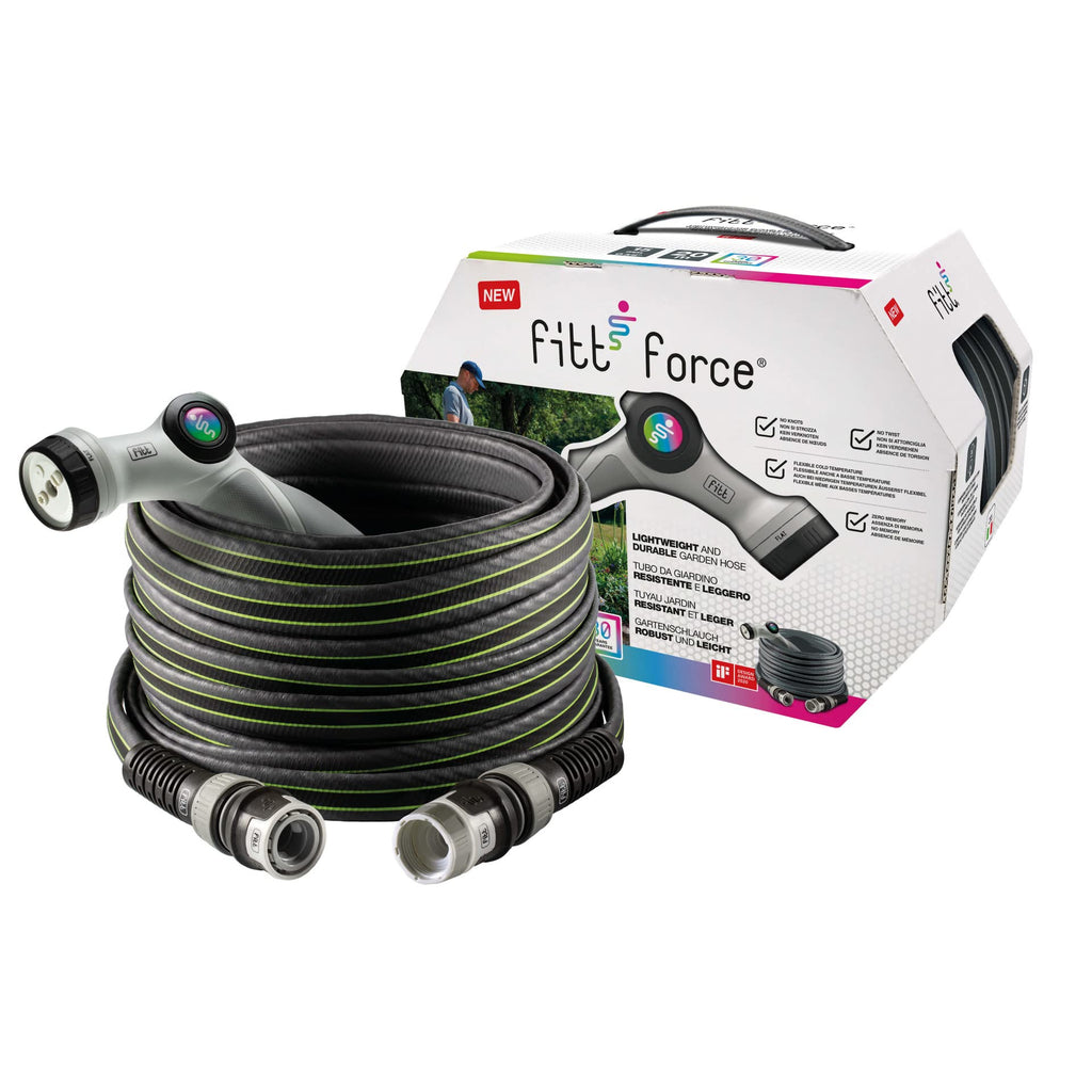 FITT Force 5/8" 20m Garden Water Hose – Lightweight & Kink-Free with Gun