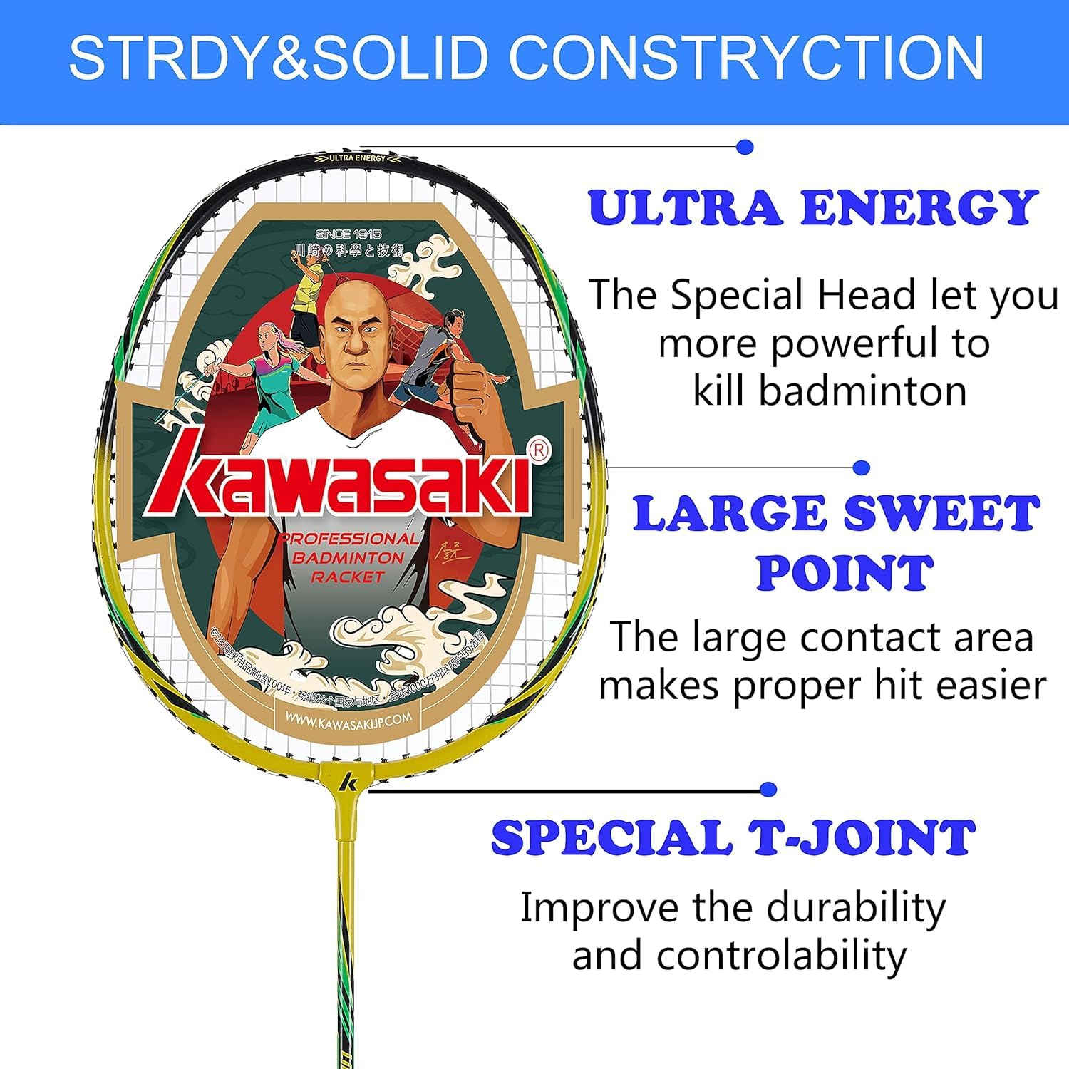 Kawasaki Badminton Racket Set of 2 | Graphite Shaft & Alloy Frame