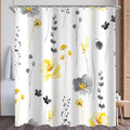 Lerores Floral Shower Curtain | Anti-Mould Yellow & Grey Polyester