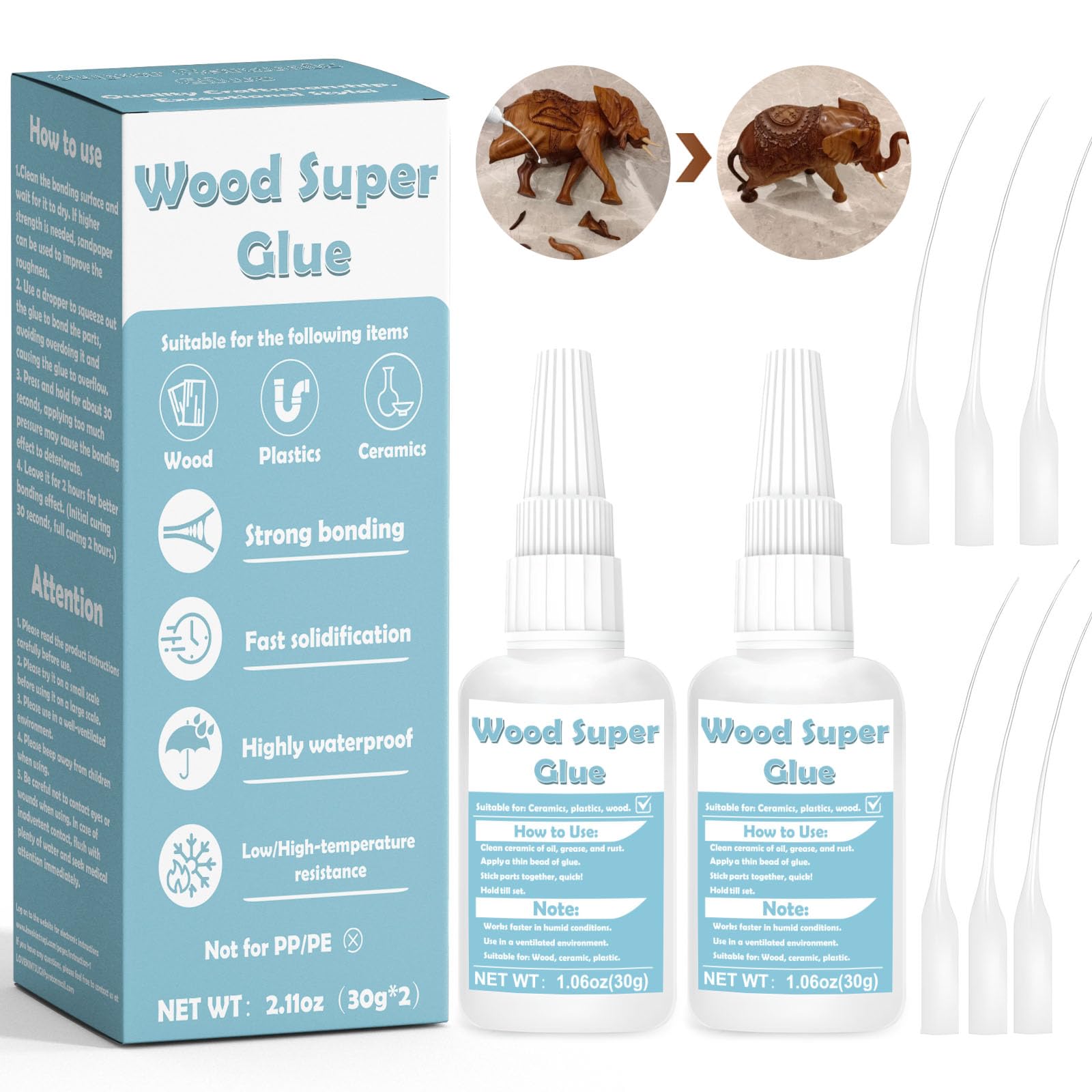 WAN2TLK Wood Glue – 60g Fast Setting Strong Adhesive for Furniture