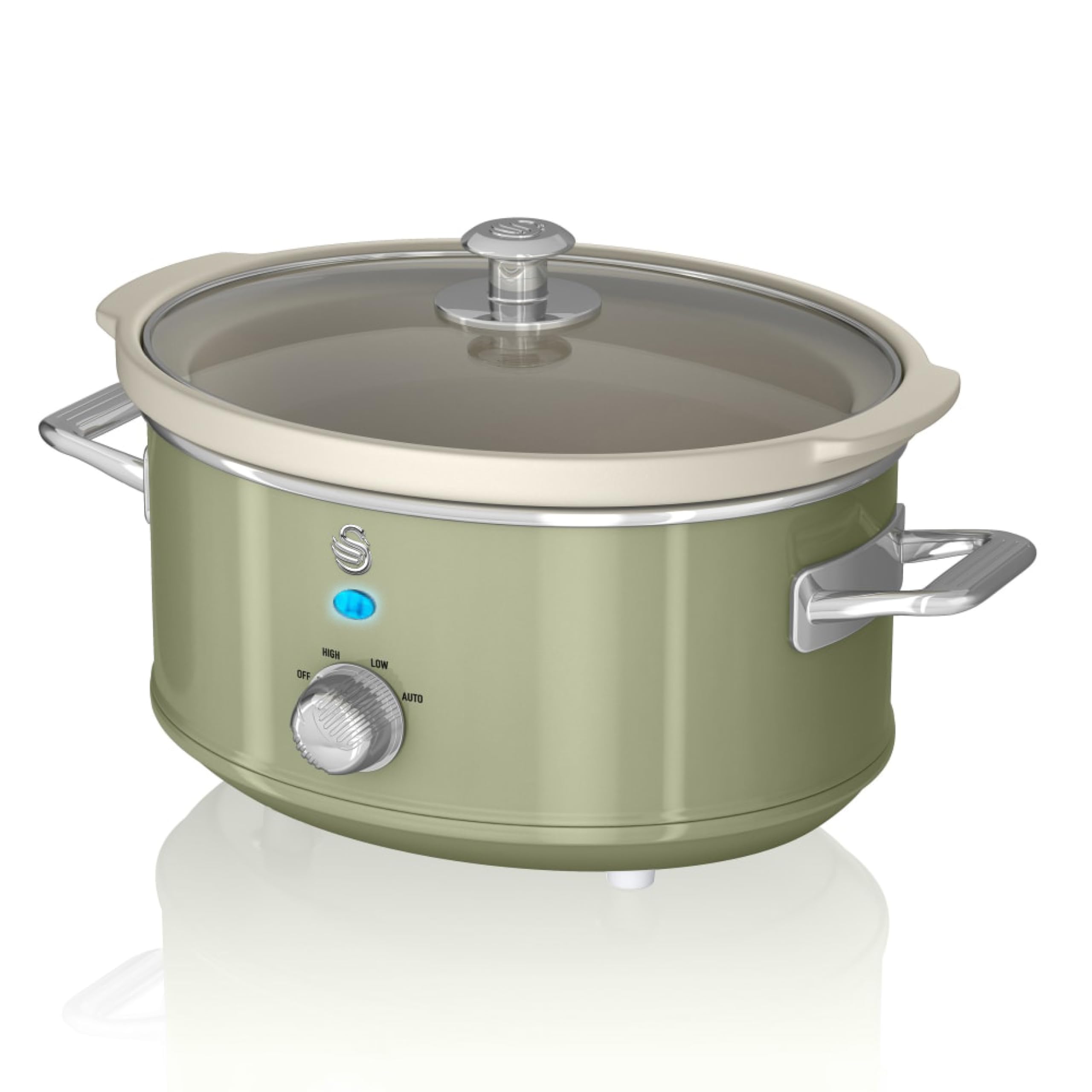 Swan Retro Slow Cooker – 3.5L Capacity with 3 Heat Settings, Green