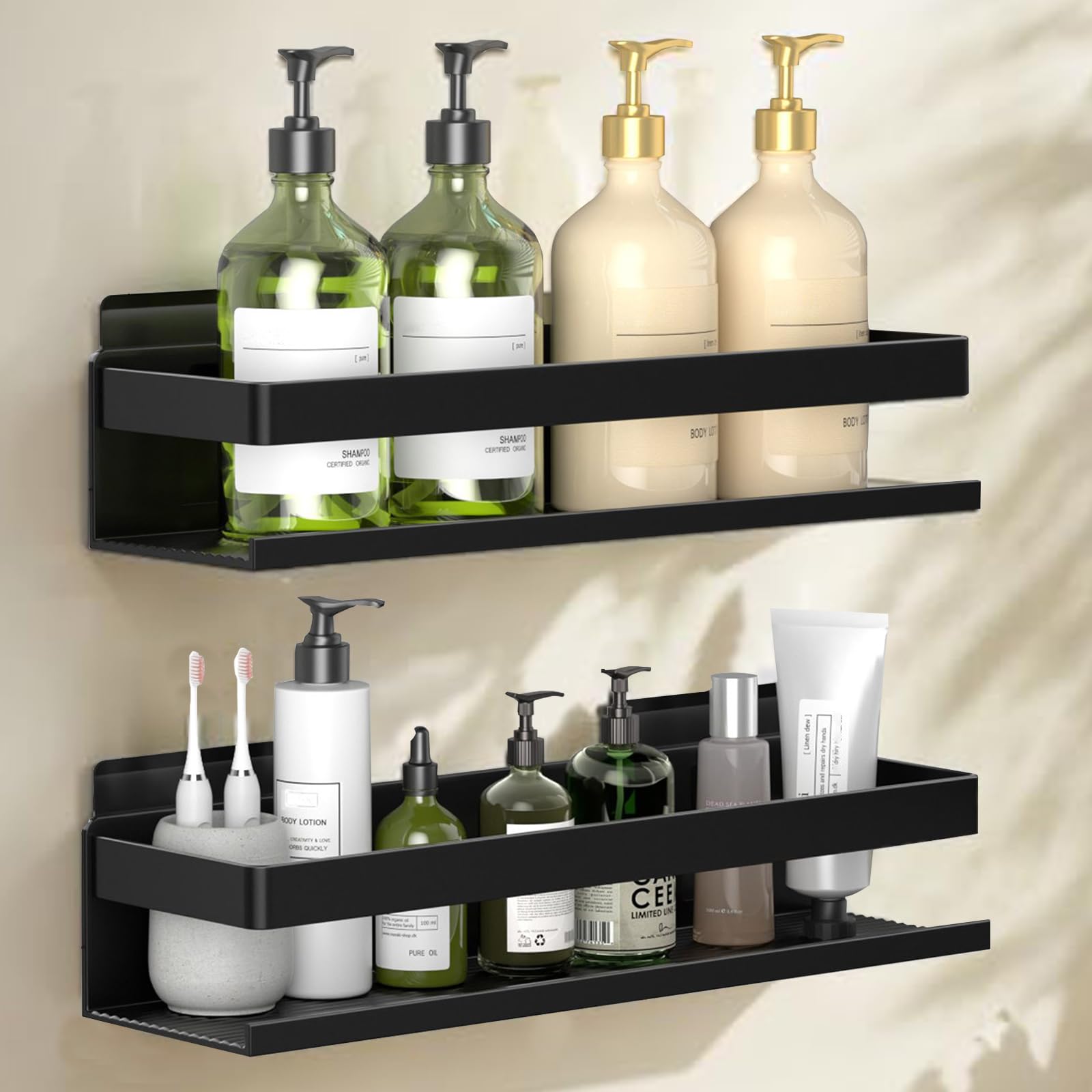 YESENT Aluminum Shower Rack 2-Pack | No-Drill Wall-Mounted Storage
