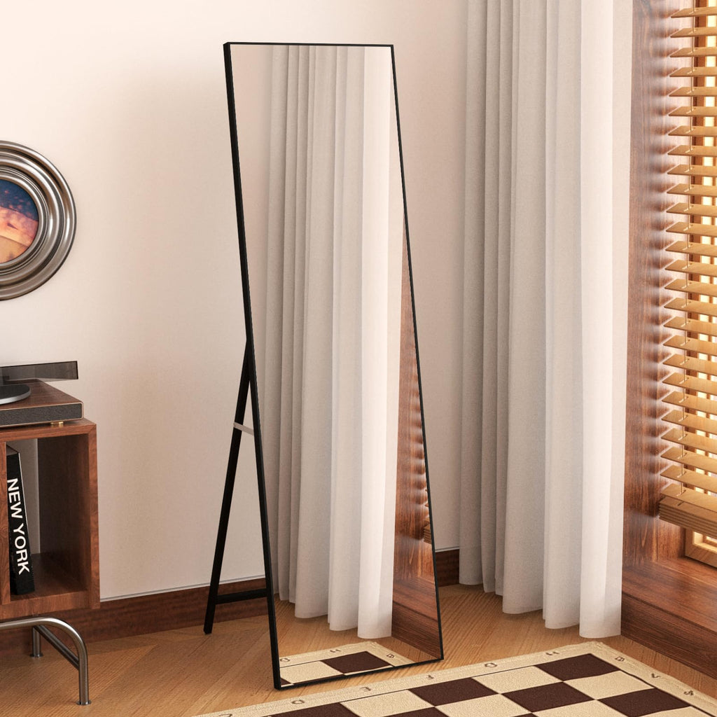Hoikwo Full Length Standing Mirror | 55x16 Black Frame Wall Mirror