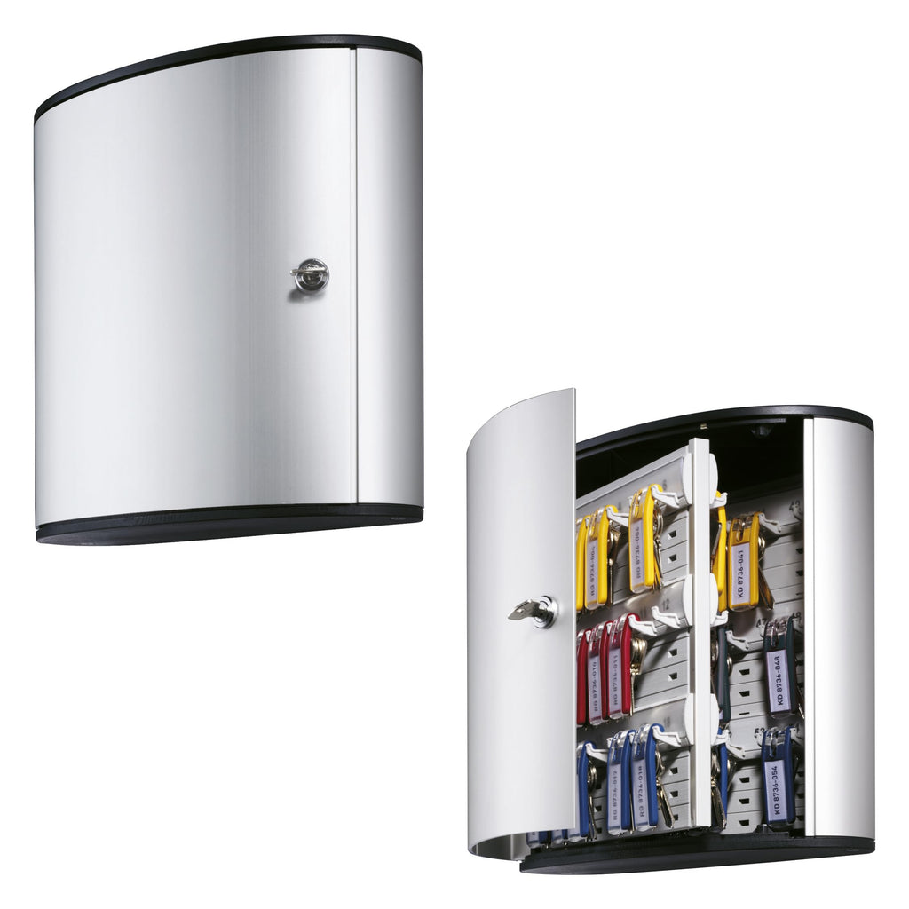Durable Key Safe Box 54 - Wall Mounted Lockable Cabinet - Holds up to 54 Key Clips - Includes Secure Lock - Aluminium and Includes 6 Key Clips - image 1