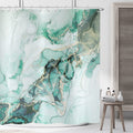 Marble Shower Curtain – Turquoise & Gold Fabric 180x200cm