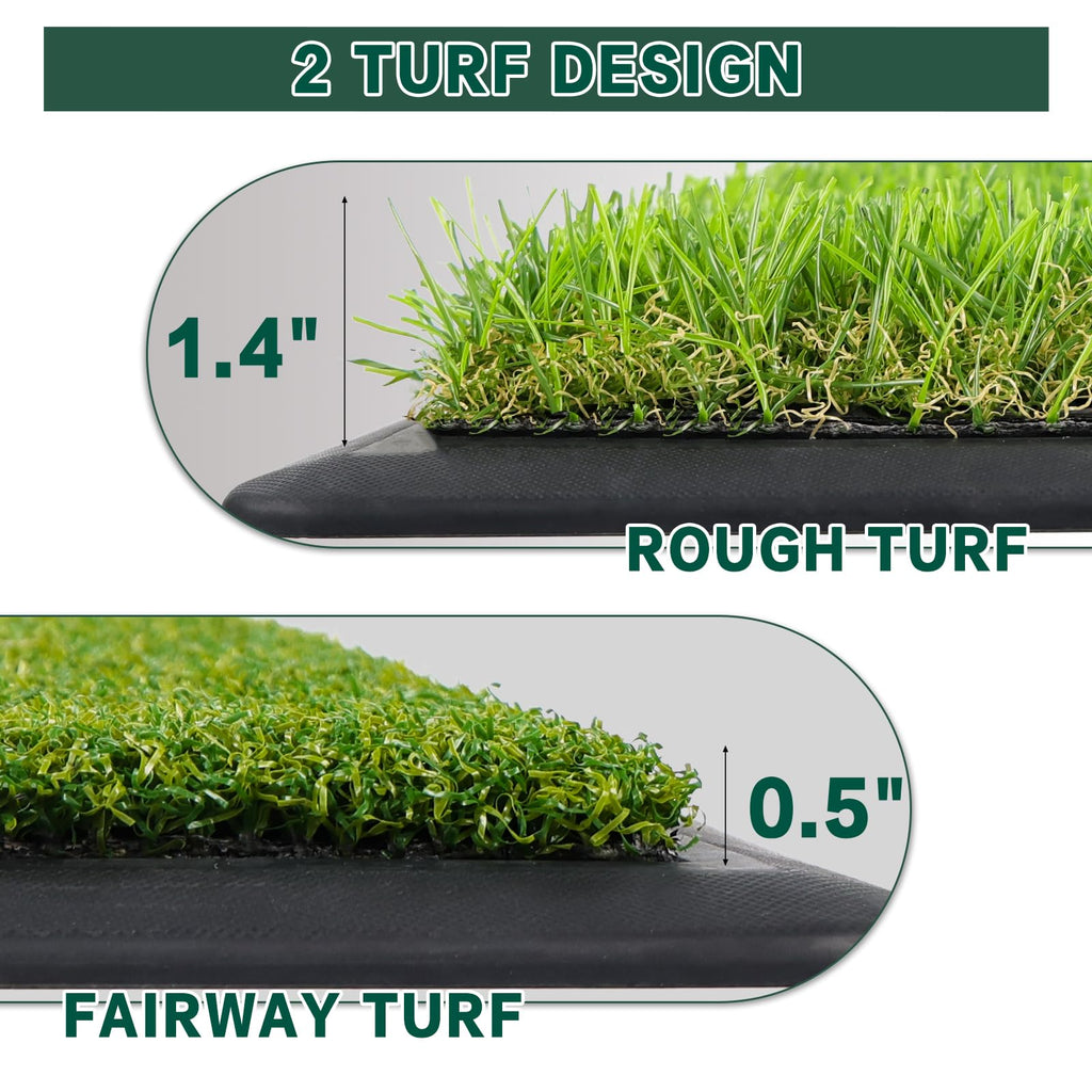 LIBERRWAY Golf Hitting Mat – Foldable Practice Turf with Fairway & Rough