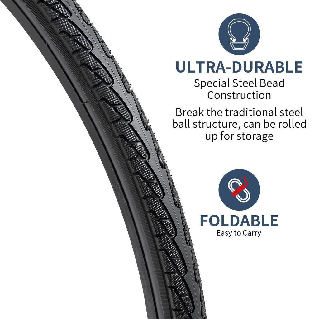 YunSCM 26x1 3/8 Road Bike Tyres and Tubes Set | 37-590 Schrader Valve