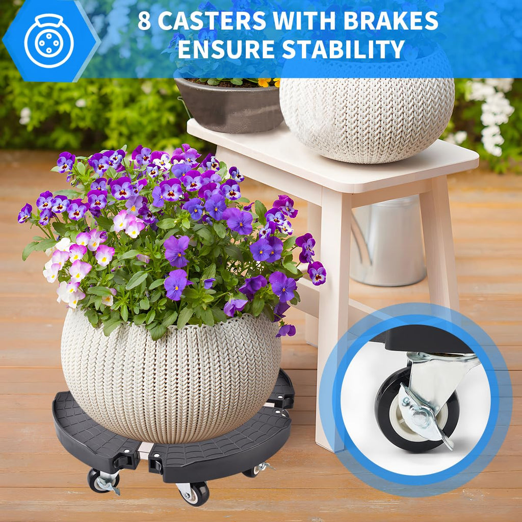 2-Pack Heavy Duty Plant Caddy | Adjustable 15-21" Rolling Stand