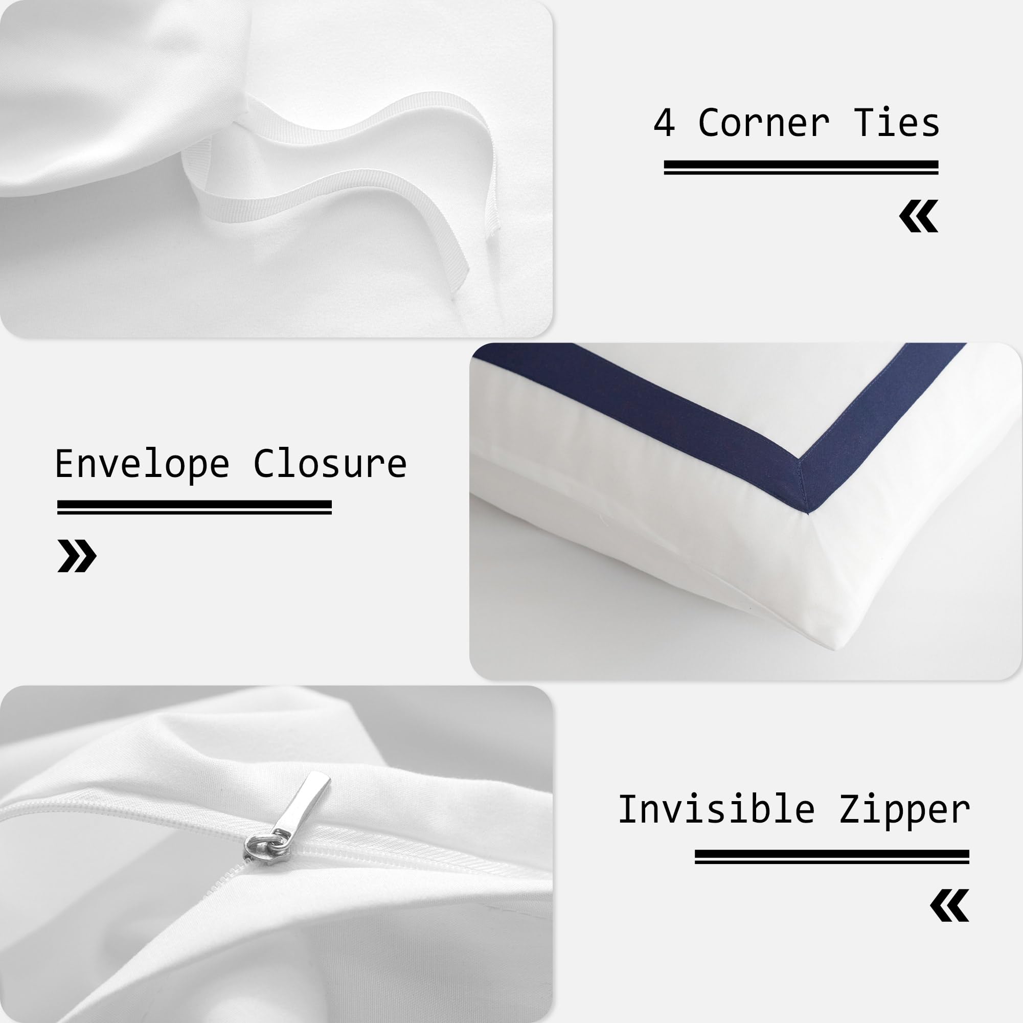 OSVINO Microfiber Duvet Cover Set | Navy Simple Line Bedding – Double