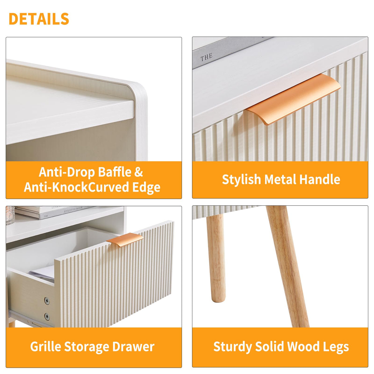 Aibiju Modern Nightstand, Bedside Tables with Drawer, 2-Tier Night Table, Mid Century Nightstands with Open Storage Shelf - image 4