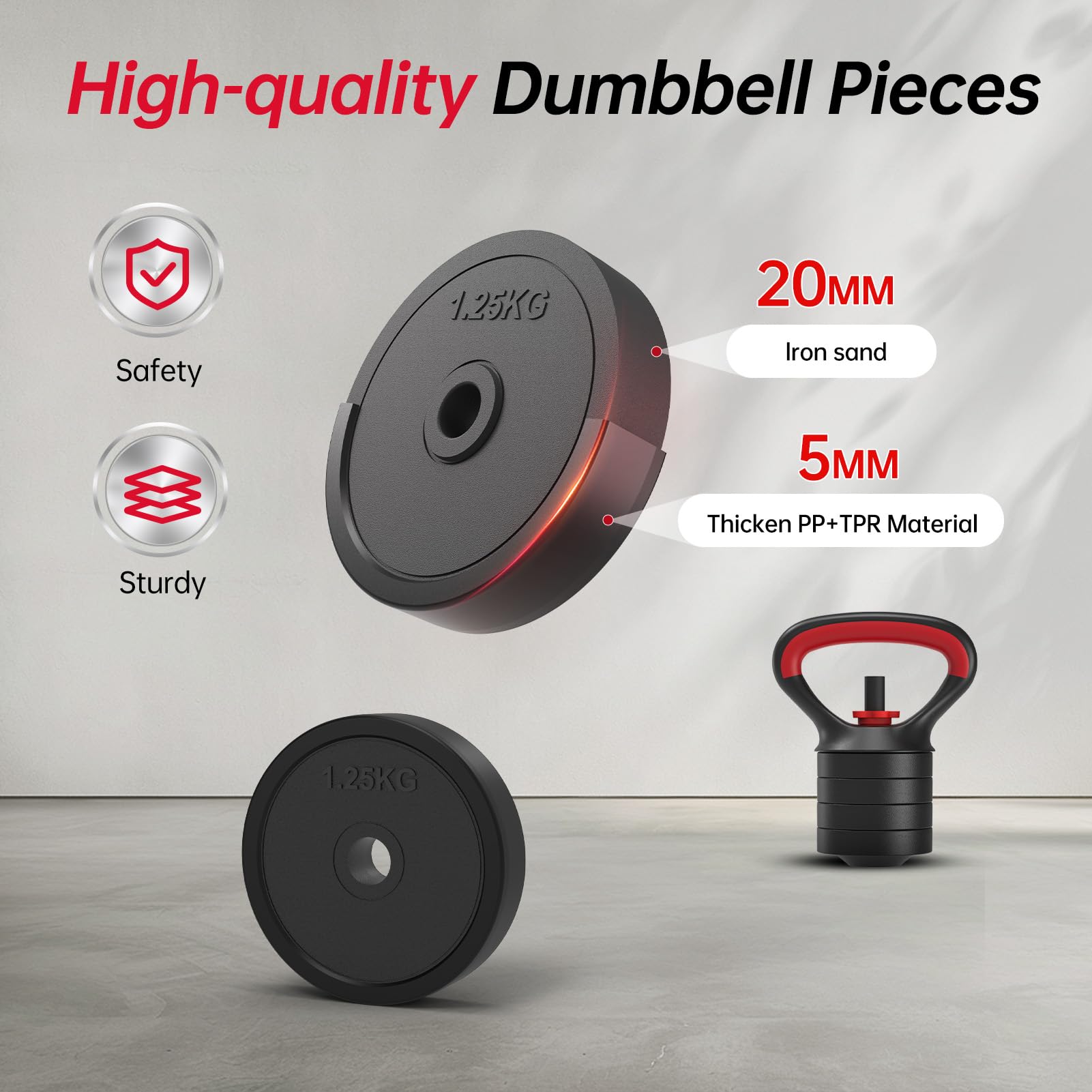 JOROTO 4-in-1 Adjustable Dumbbell Set | Kettlebell & Barbell Home Gym Weights