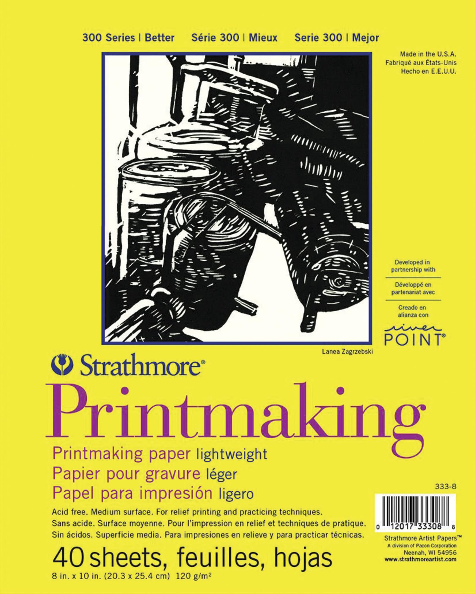 Strathmore Printmaking Paper Pad, 8x11 Inch, 40 Sheets, White 80lb